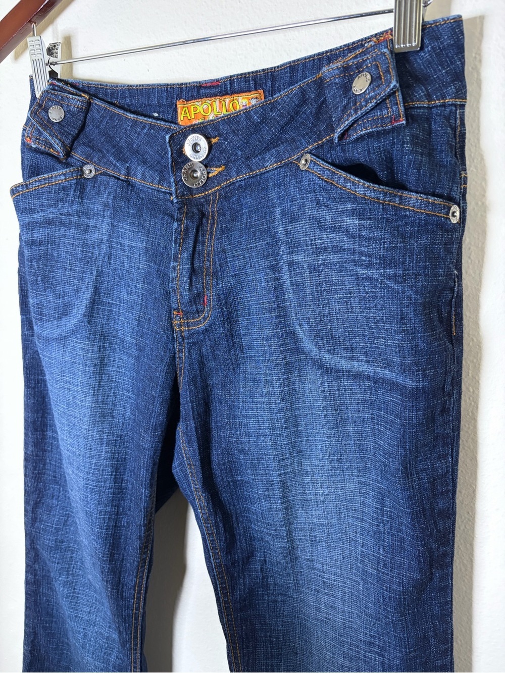 Apollo Jeans 90s/ Y2K Asymmetrical Crossover Waist Bootcut Jeans Size 9/10 - Picture 2 of 12